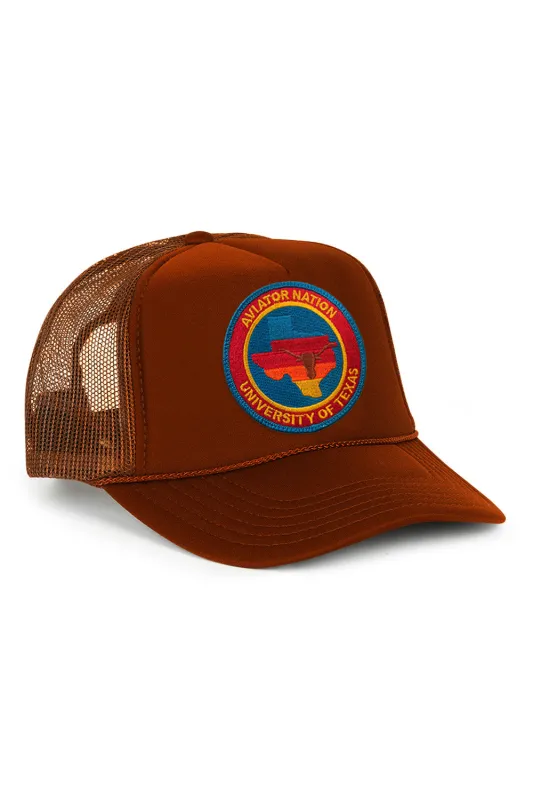UNIVERSITY OF TEXAS CIRCLE PATCH VINTAGE LOW RISE TRUCKER - BURNT ORANGE made by Aviator Nation