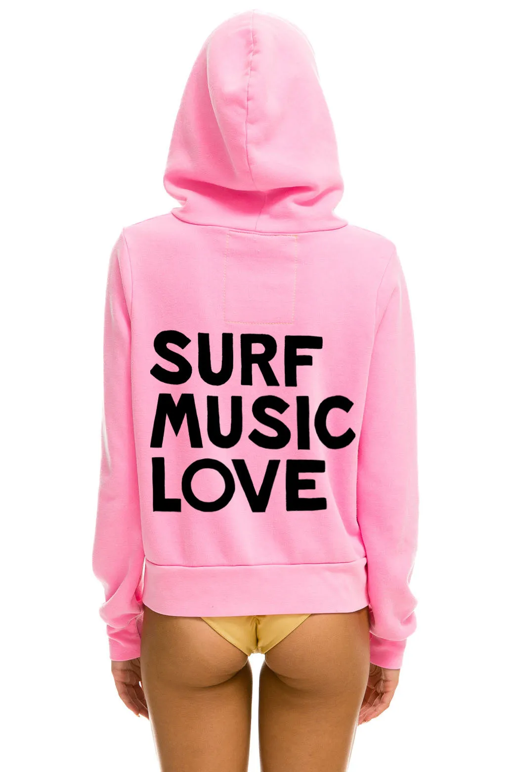 SURF LOVE MUSIC ZIP HOODIE - NEON PINK sold by Aviator Nation