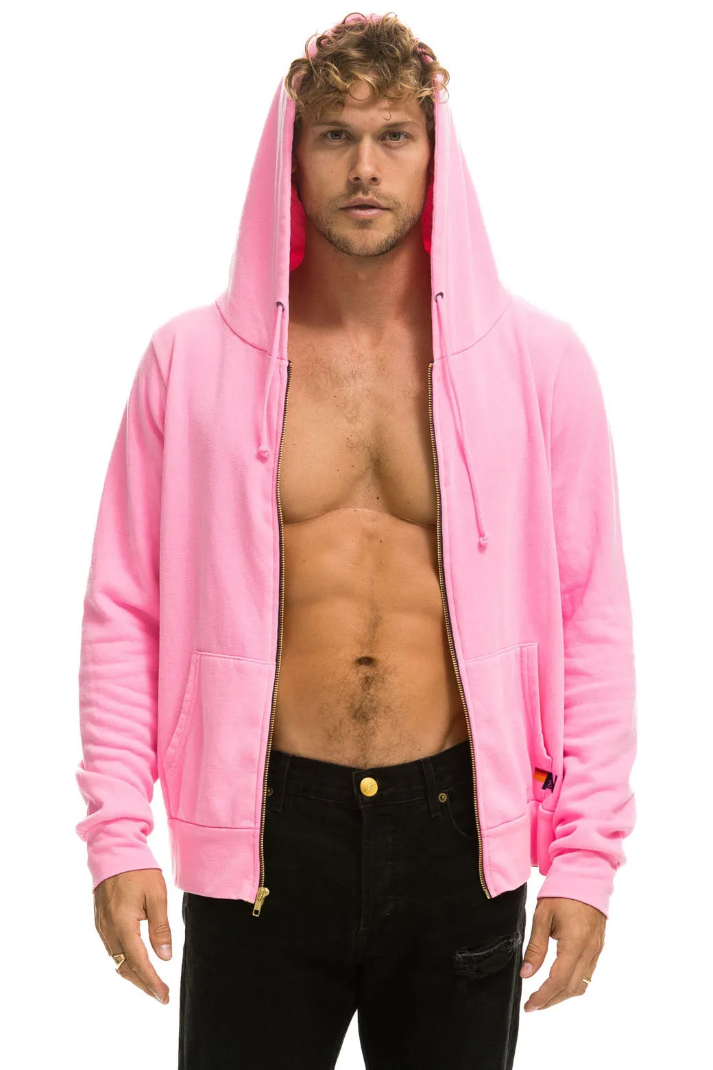 SURF LOVE MUSIC ZIP HOODIE - NEON PINK sold by Aviator Nation product image thumbnail 4