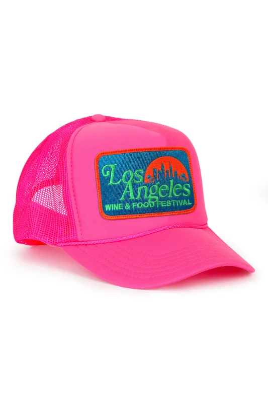 LOS ANGELES WINE & FOOD 2025 VINTAGE LOW RISE TRUCKER - NEON PINK sold by Aviator Nation