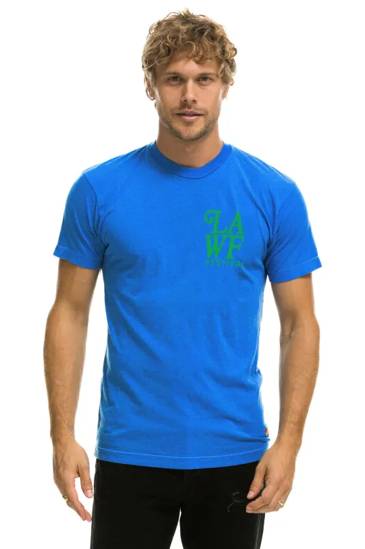 LOS ANGELES WINE & FOOD 2025 CREW TEE SHIRT - ADVENTURE BLUE sold by Aviator Nation