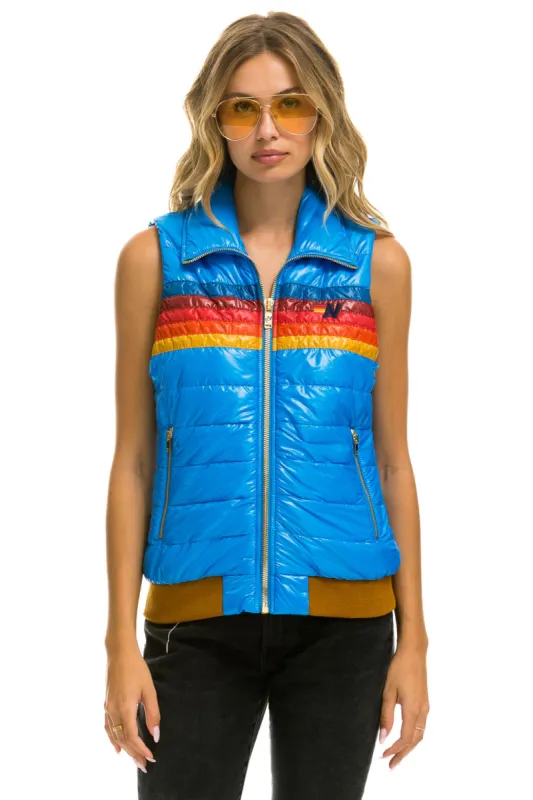 WOMEN'S 5 STRIPE VEST - GLOSSY BLUE CINA made by Aviator Nation