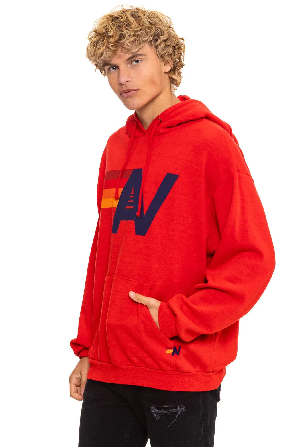 LOGO PULLOVER RELAXED HOODIE - RED sold by Aviator Nation product image thumbnail 4
