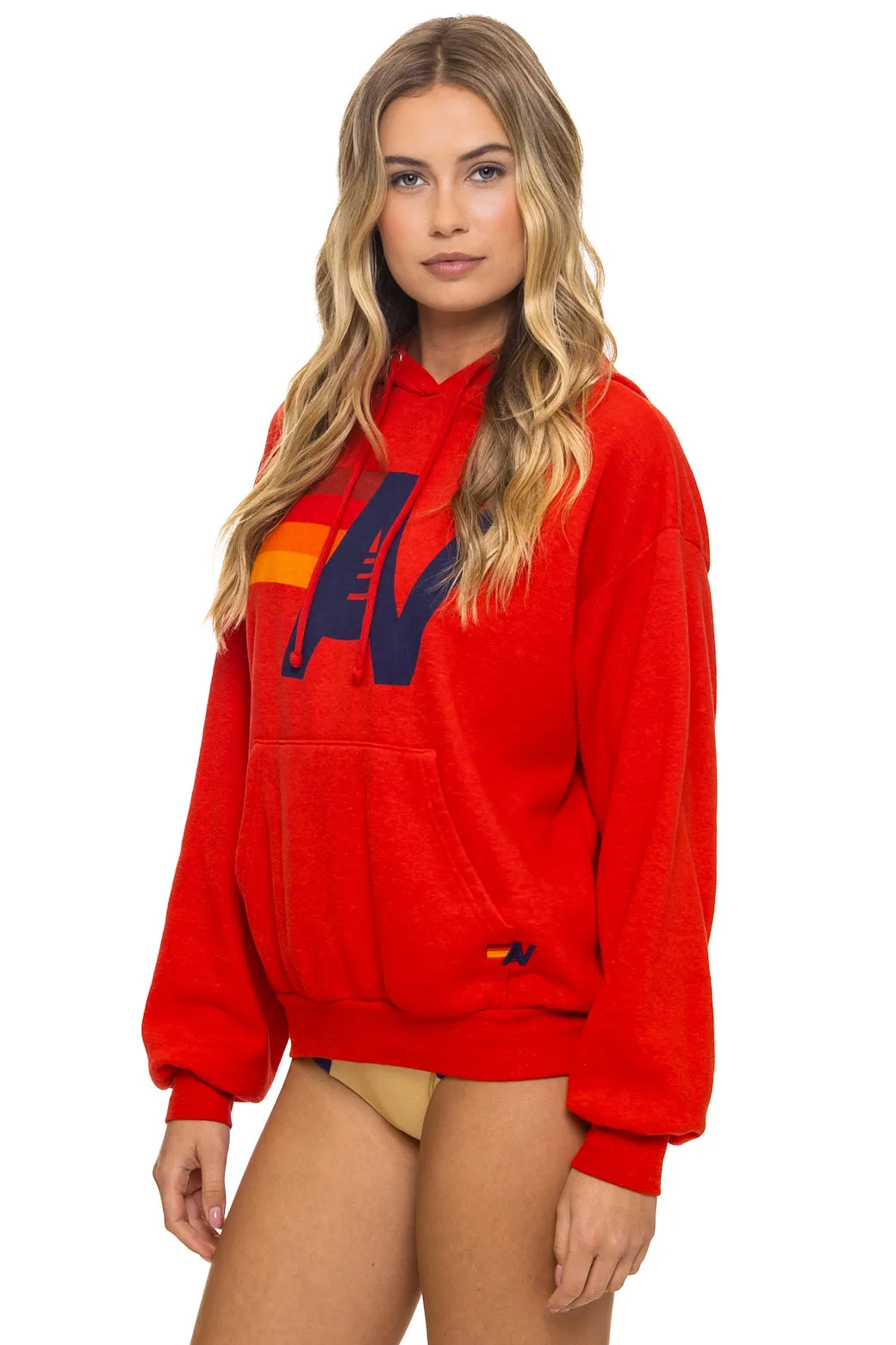 LOGO PULLOVER RELAXED HOODIE - RED sold by Aviator Nation product image thumbnail 3