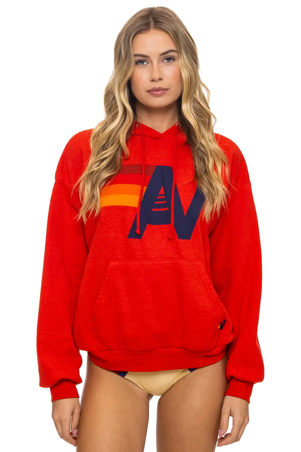 LOGO PULLOVER RELAXED HOODIE - RED sold by Aviator Nation product image thumbnail 5