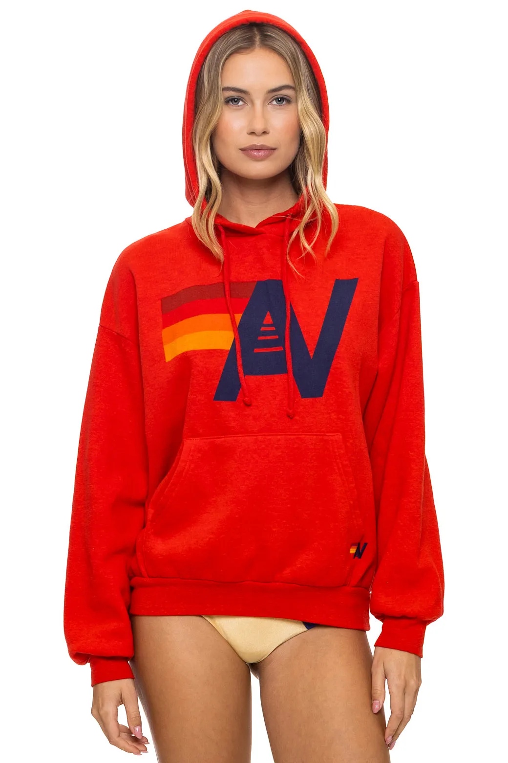 LOGO PULLOVER RELAXED HOODIE - RED sold by Aviator Nation