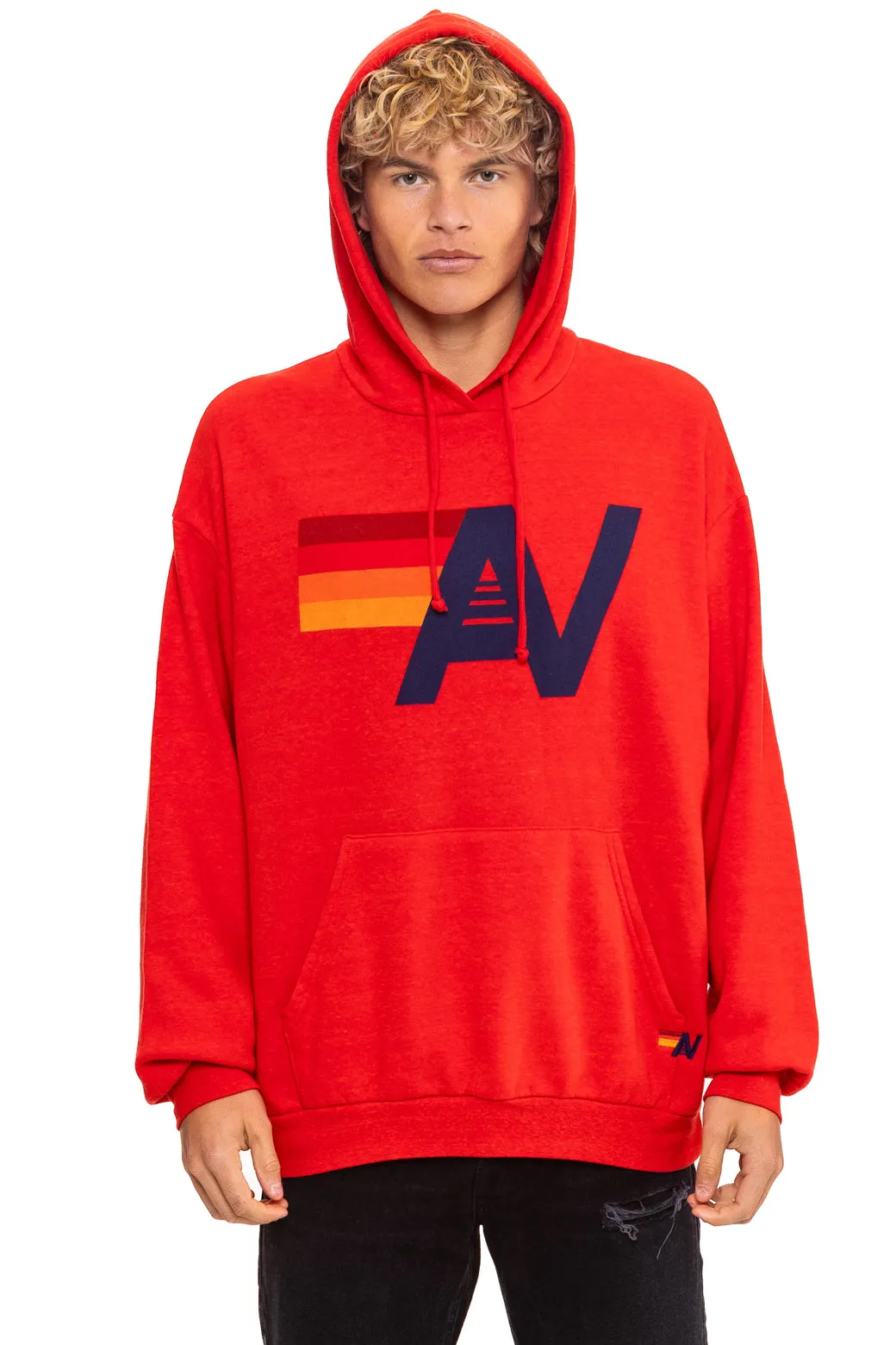 LOGO PULLOVER RELAXED HOODIE - RED sold by Aviator Nation product image thumbnail 2