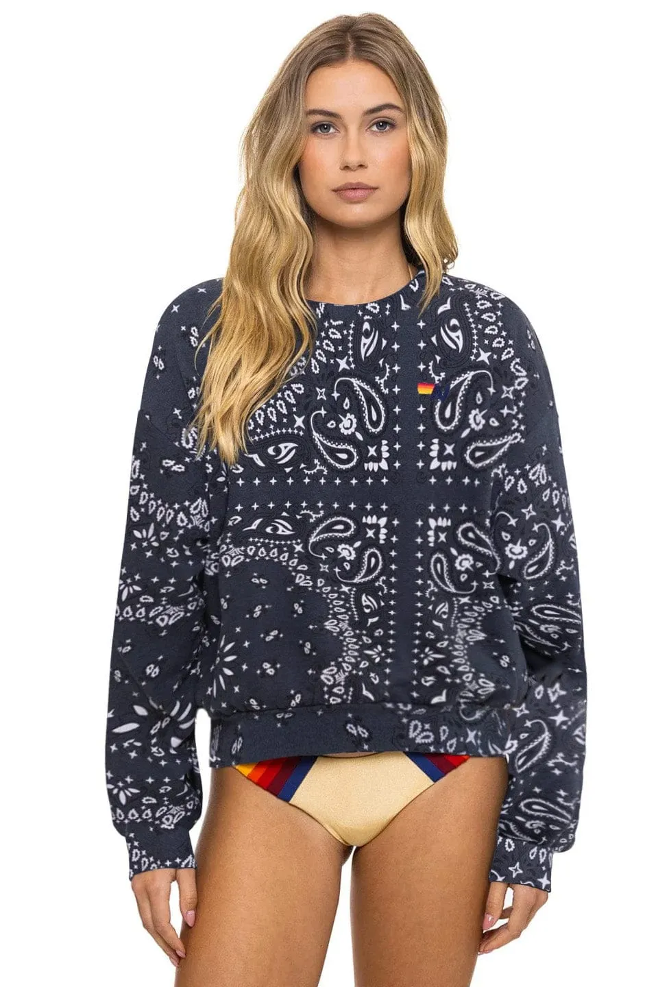 BANDANA RELAXED CREW SWEATSHIRT - CHARCOAL sold by Aviator Nation