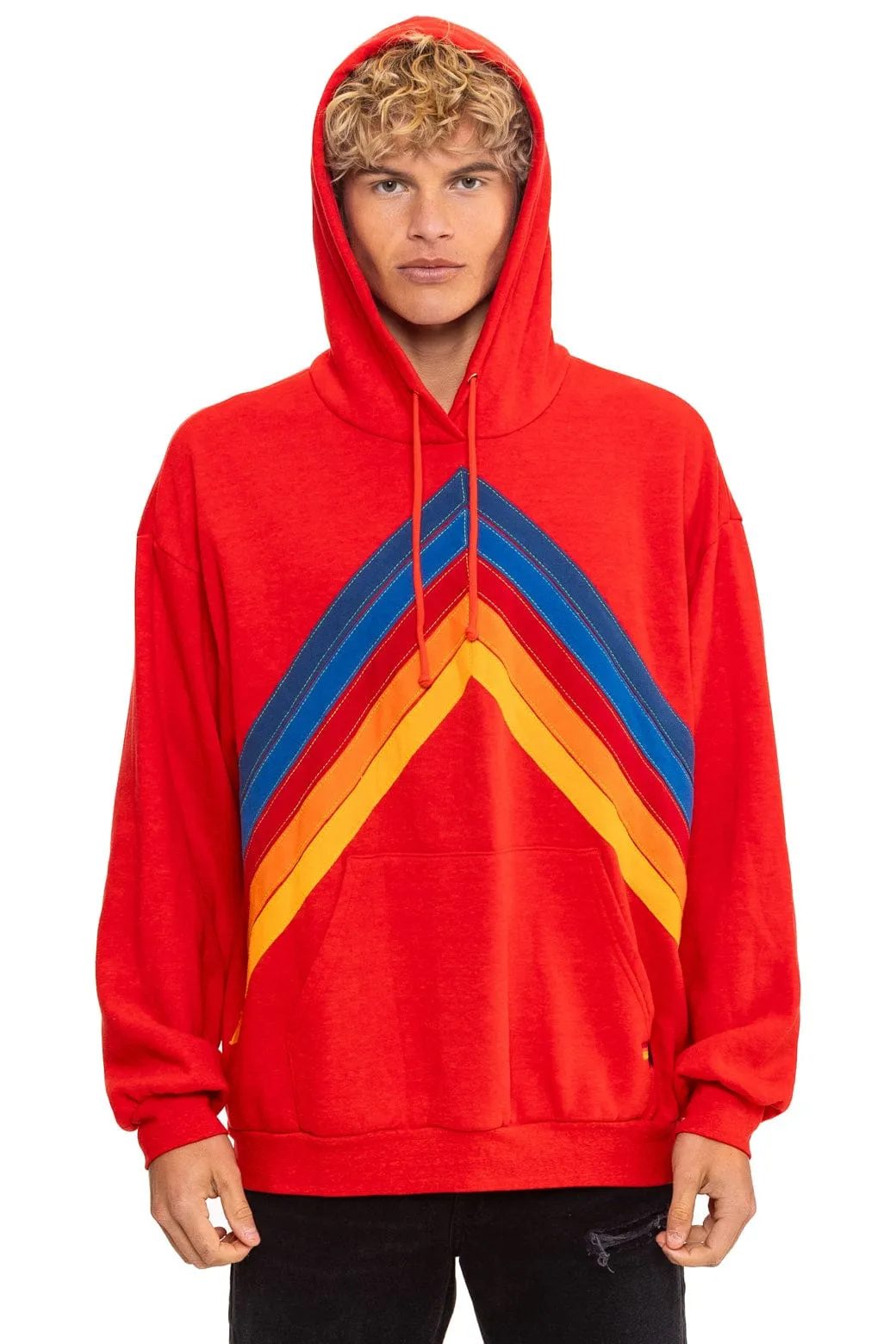 MOUNTAIN STITCH CHEVRON PULLOVER HOODIE RELAXED - RED sold by Aviator Nation product image thumbnail 2