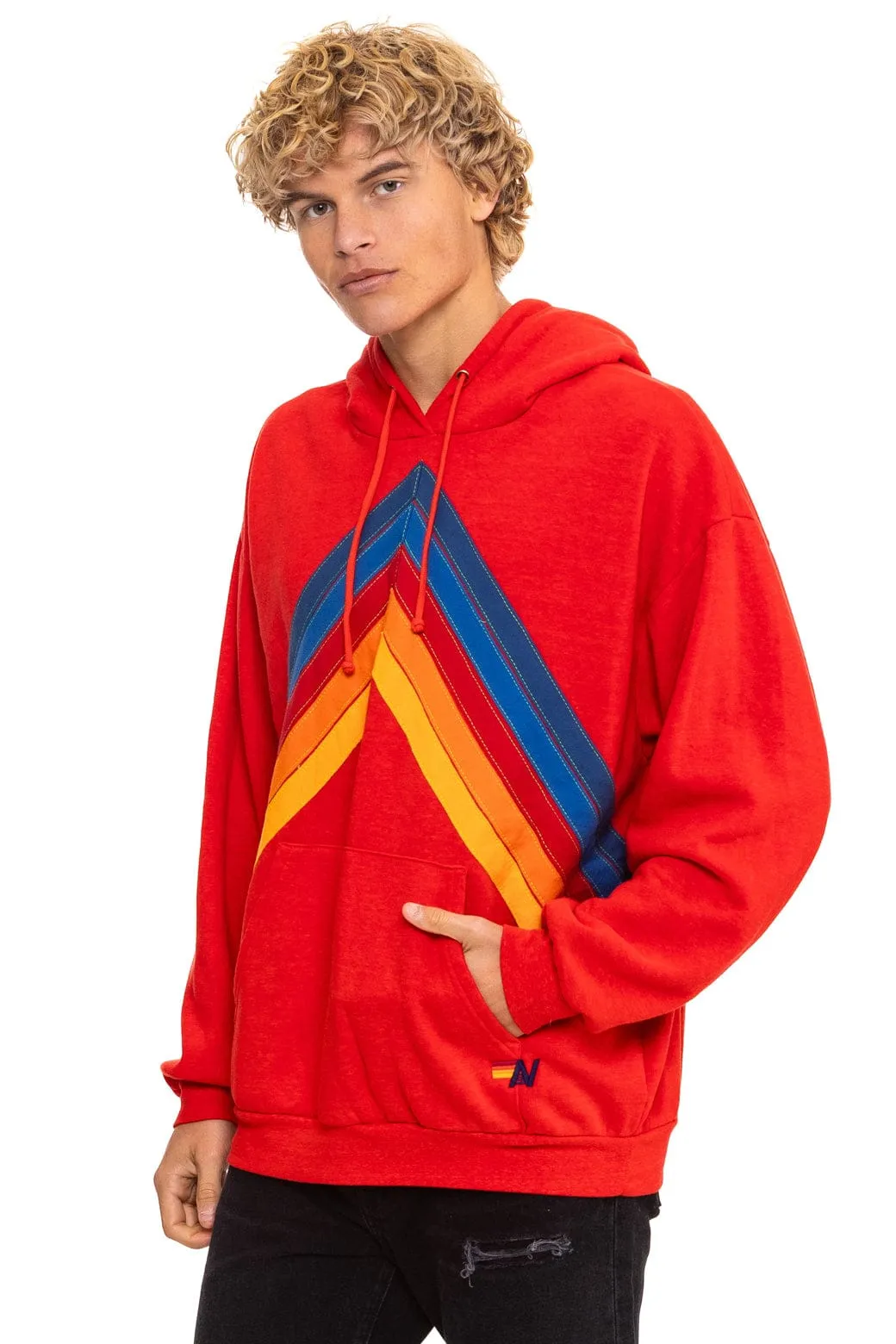 MOUNTAIN STITCH CHEVRON PULLOVER HOODIE RELAXED - RED sold by Aviator Nation product image thumbnail 4