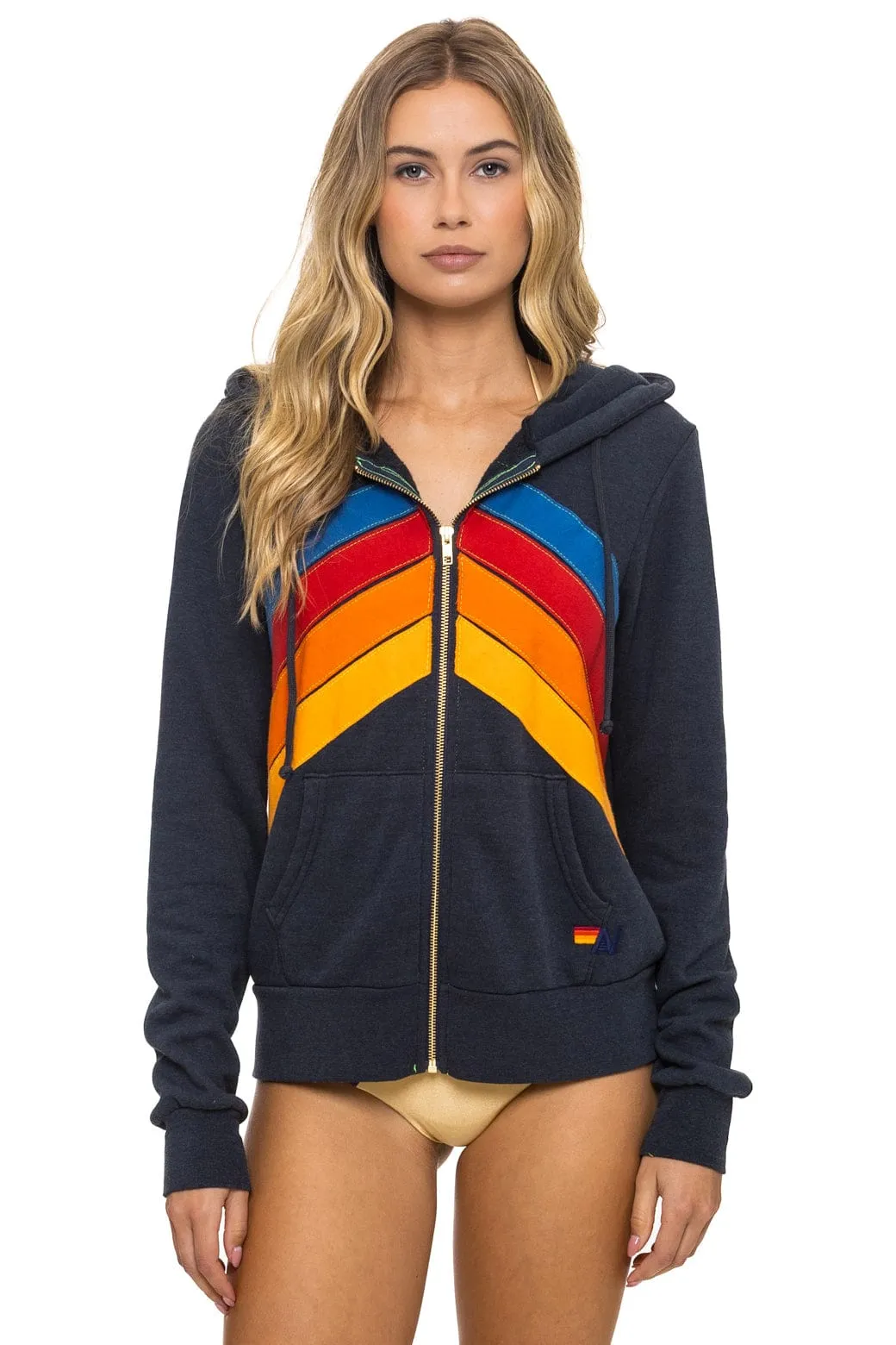 MOUNTAIN STITCH CHEVRON 4 ZIP HOODIE - CHARCOAL sold by Aviator Nation product image thumbnail 5