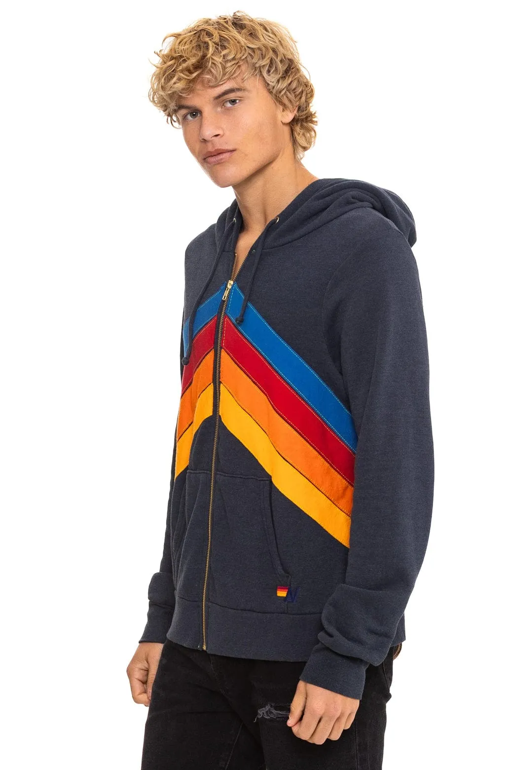 MOUNTAIN STITCH CHEVRON 4 ZIP HOODIE - CHARCOAL sold by Aviator Nation product image thumbnail 4
