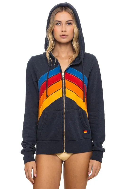 MOUNTAIN STITCH CHEVRON 4 ZIP HOODIE - CHARCOAL sold by Aviator Nation