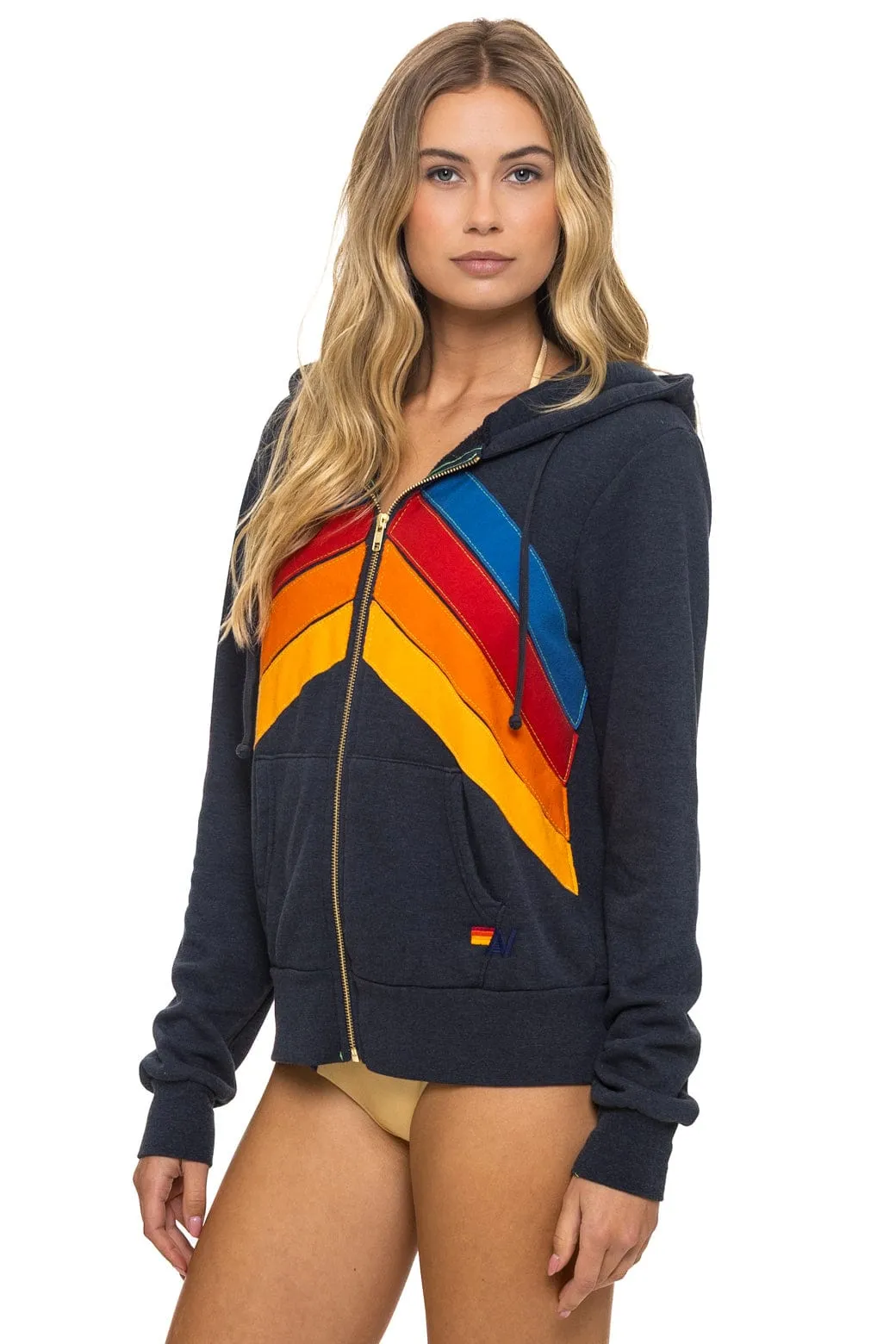 MOUNTAIN STITCH CHEVRON 4 ZIP HOODIE - CHARCOAL sold by Aviator Nation product image thumbnail 3