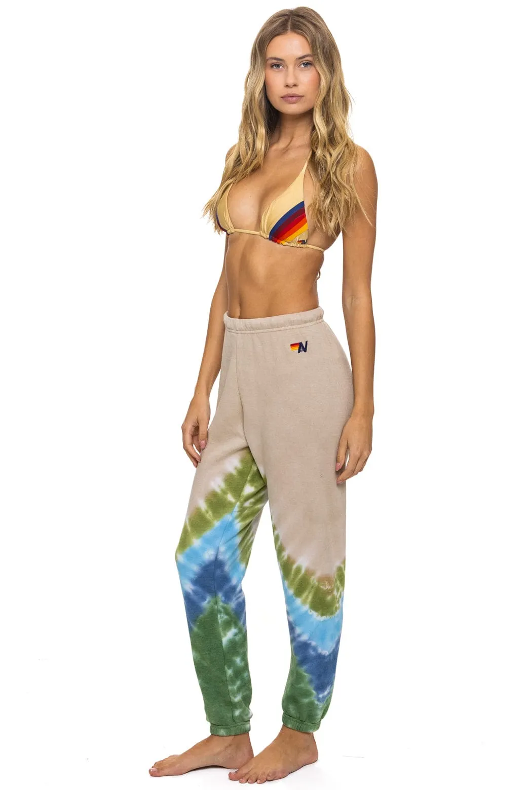 HAND DYED V SWEATPANTS - TIE DYE SAND // BLUE GREEN sold by Aviator Nation product image thumbnail 3