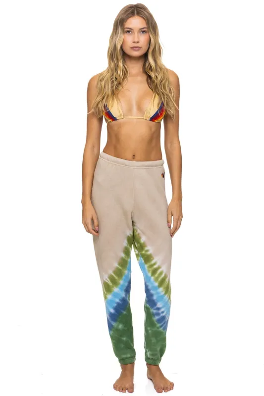HAND DYED V SWEATPANTS - TIE DYE SAND // BLUE GREEN sold by Aviator Nation