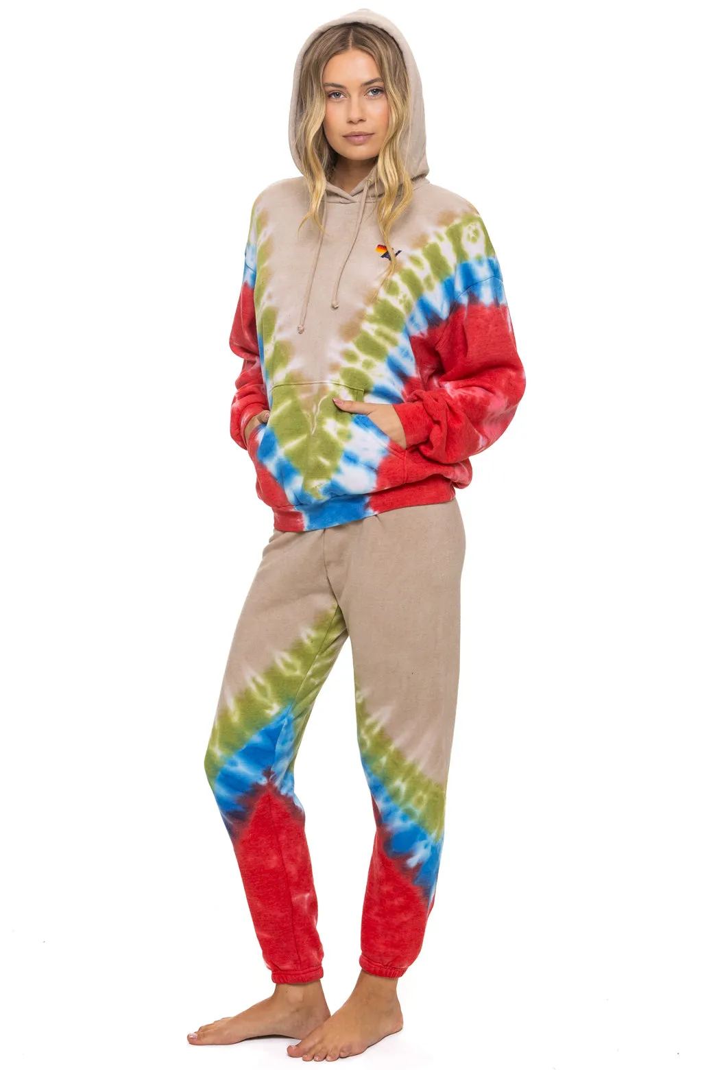 HAND DYED V SWEATPANTS - TIE DYE SAND // BLUE RED sold by Aviator Nation product image thumbnail 4