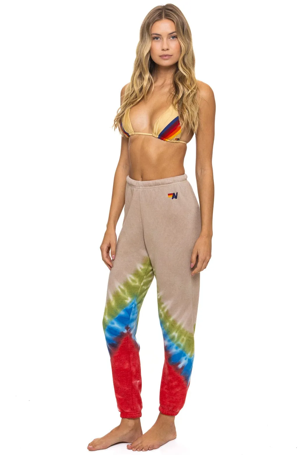 HAND DYED V SWEATPANTS - TIE DYE SAND // BLUE RED sold by Aviator Nation product image thumbnail 3