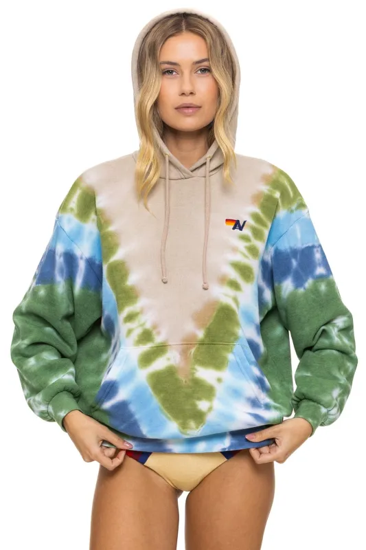 HAND DYED V RELAXED PULLOVER HOODIE - TIE DYE SAND // BLUE GREEN sold by Aviator Nation