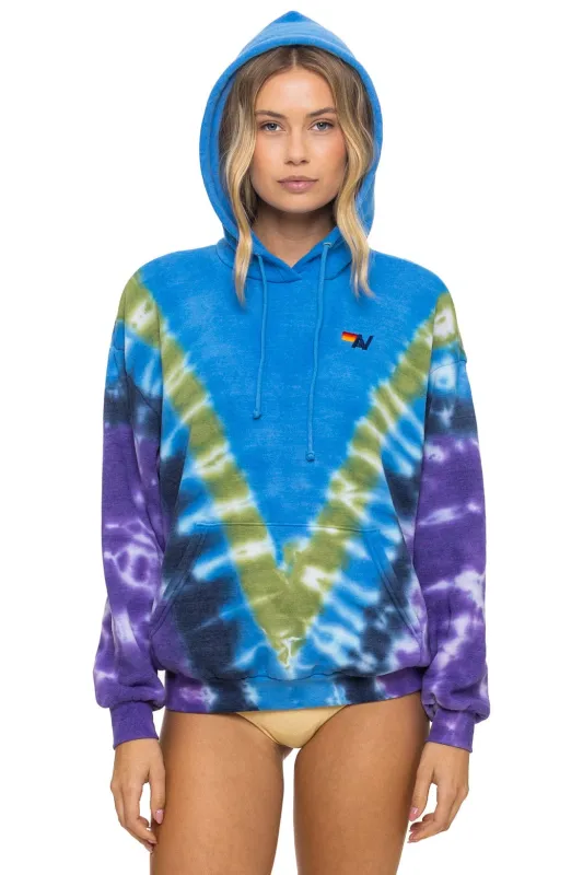 HAND DYED V RELAXED PULLOVER HOODIE - TIE DYE OCEAN // PURPLE made by Aviator Nation