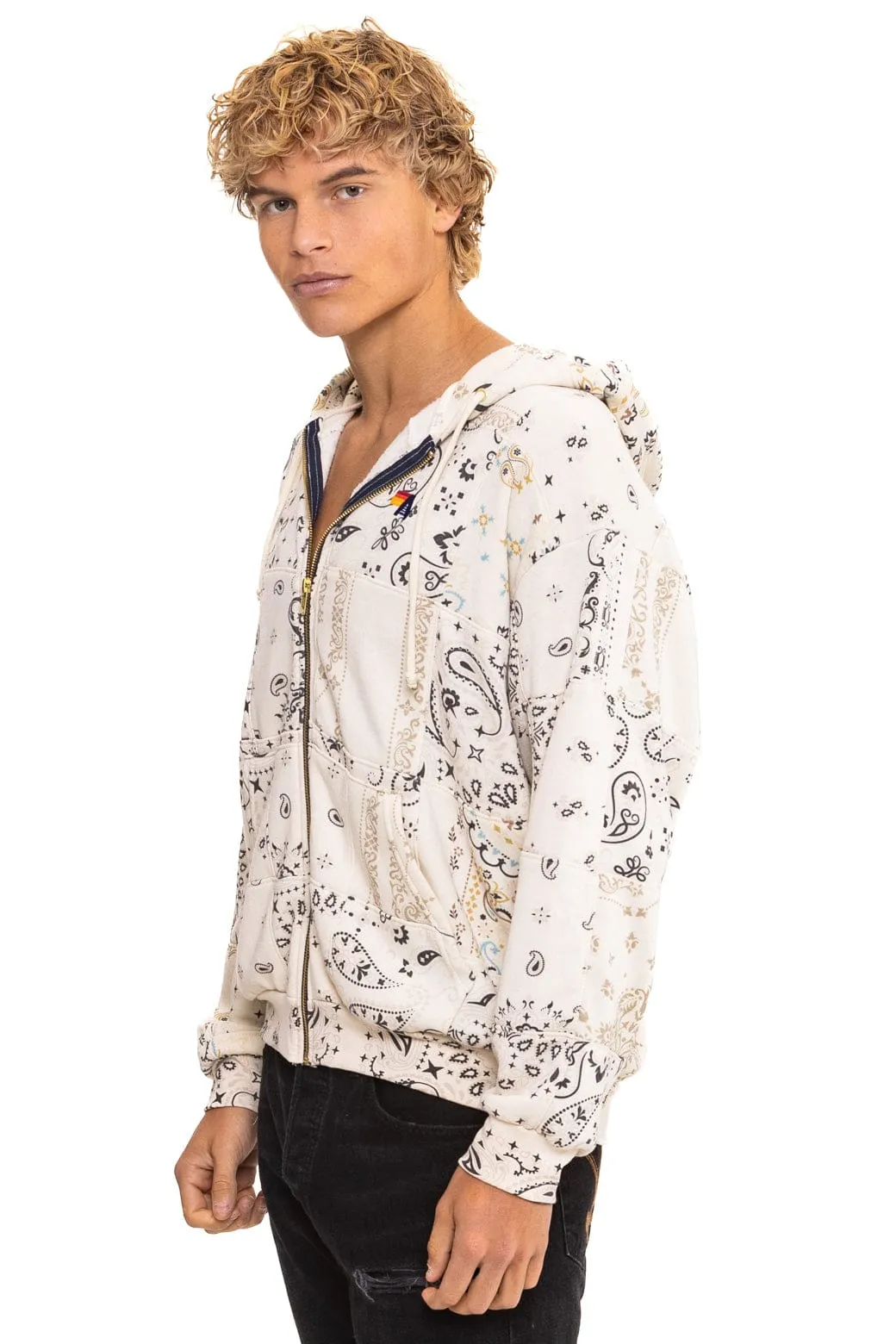 BANDANA QUILTED RELAXED ZIP HOODIE - VINTAGE WHITE sold by Aviator Nation product image thumbnail 4