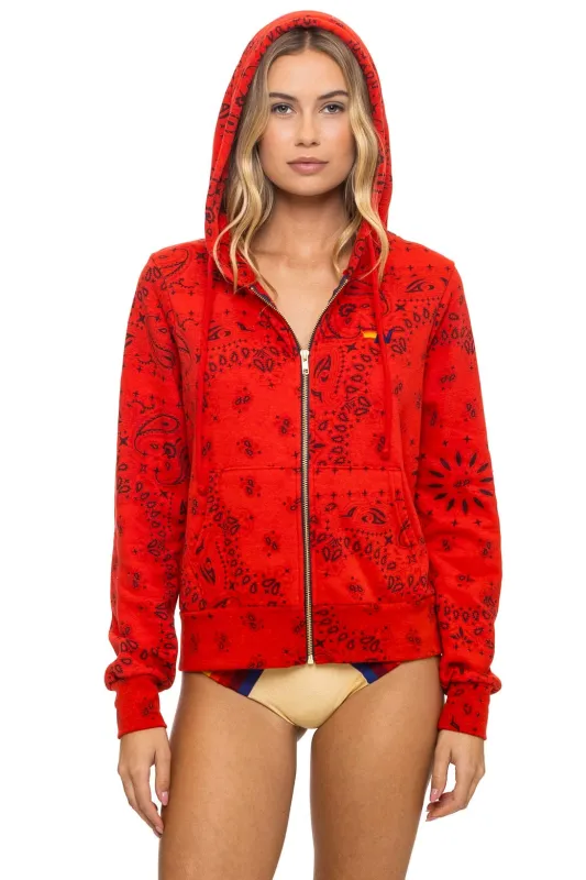 BANDANA ZIP HOODIE - RED sold by Aviator Nation