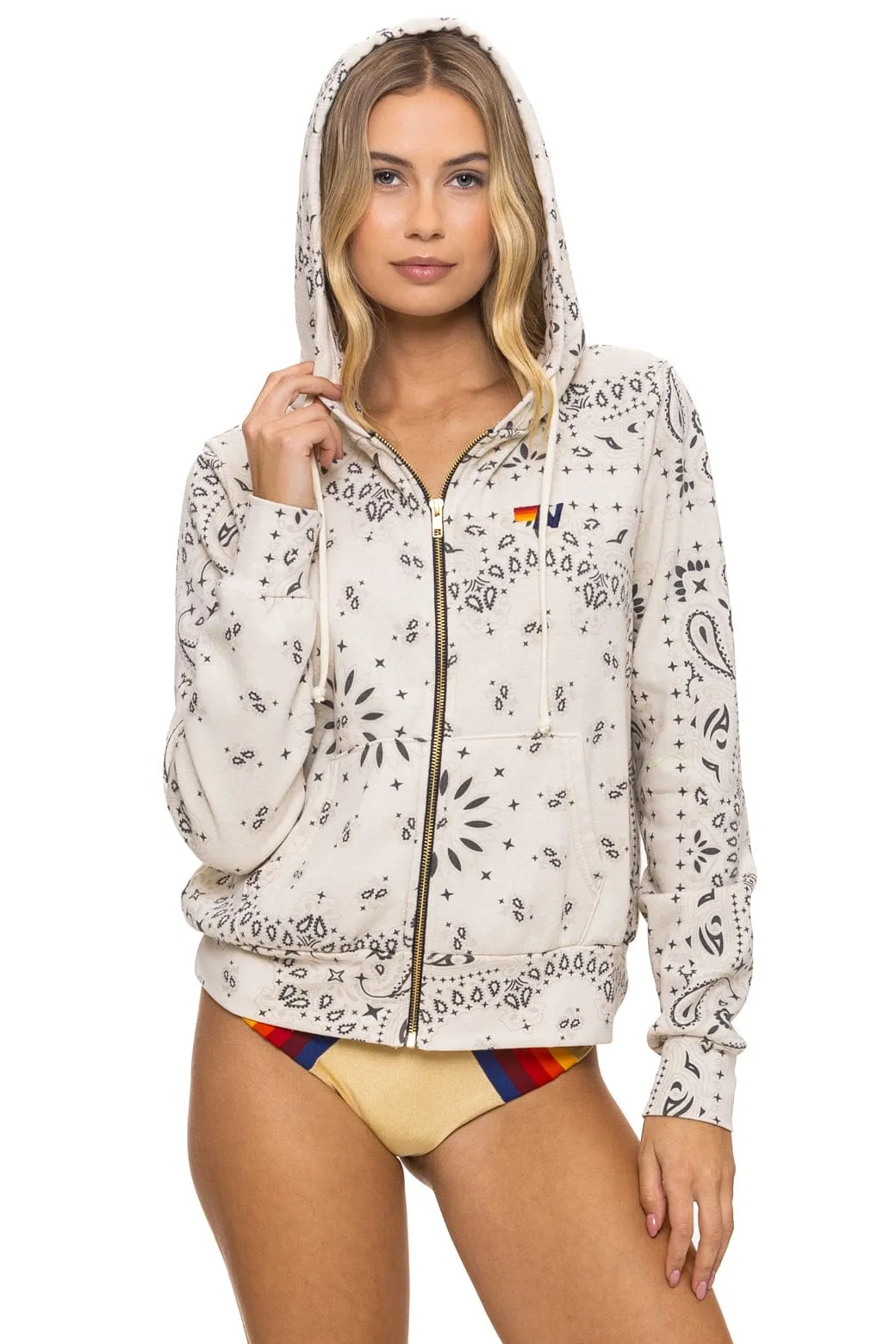 BANDANA ZIP HOODIE - VINTAGE WHITE sold by Aviator Nation product image thumbnail 5