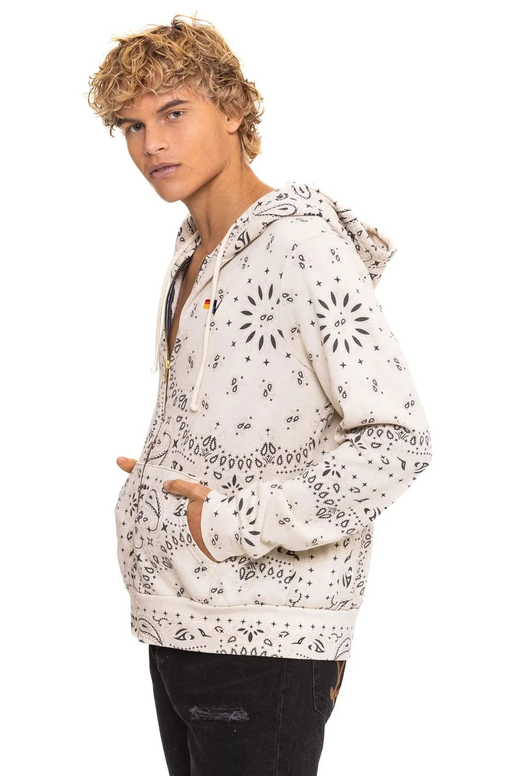 BANDANA ZIP HOODIE - VINTAGE WHITE sold by Aviator Nation product image thumbnail 4