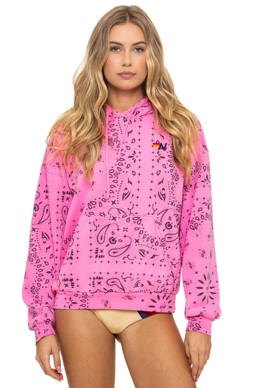 BANDANA RELAXED PULLOVER HOODIE - NEON PINK sold by Aviator Nation product image thumbnail 3