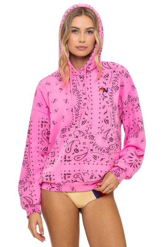 BANDANA RELAXED PULLOVER HOODIE - NEON PINK sold by Aviator Nation