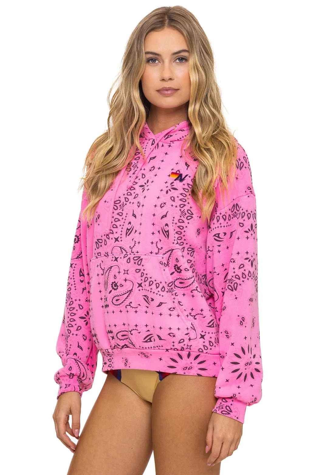 BANDANA RELAXED PULLOVER HOODIE - NEON PINK sold by Aviator Nation product image thumbnail 2