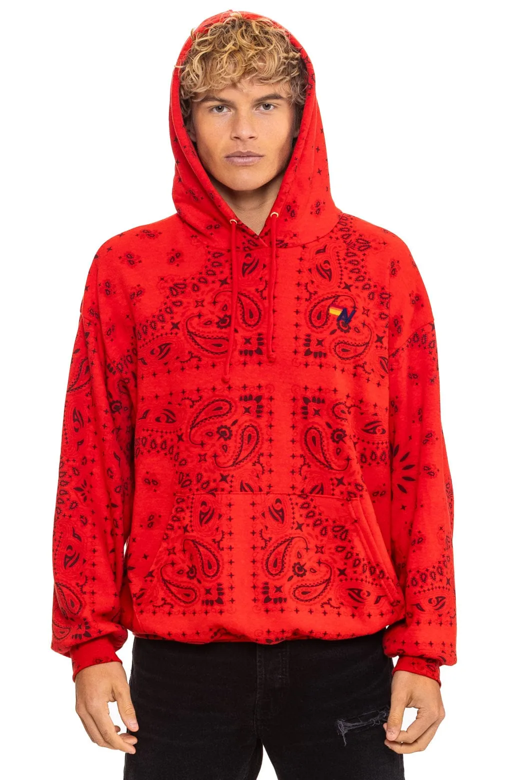 BANDANA RELAXED PULLOVER HOODIE - RED sold by Aviator Nation product image thumbnail 2
