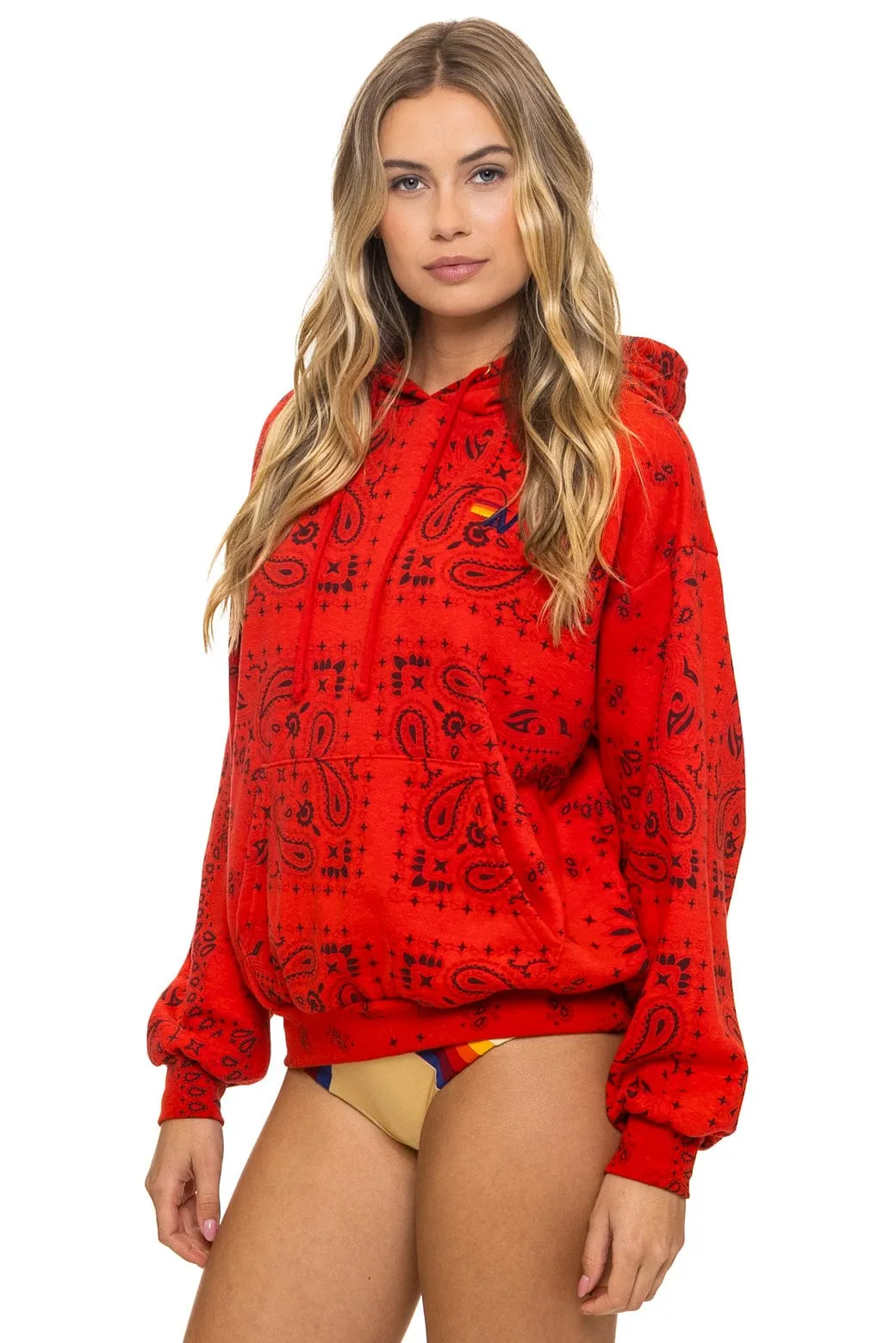 BANDANA RELAXED PULLOVER HOODIE - RED sold by Aviator Nation product image thumbnail 3