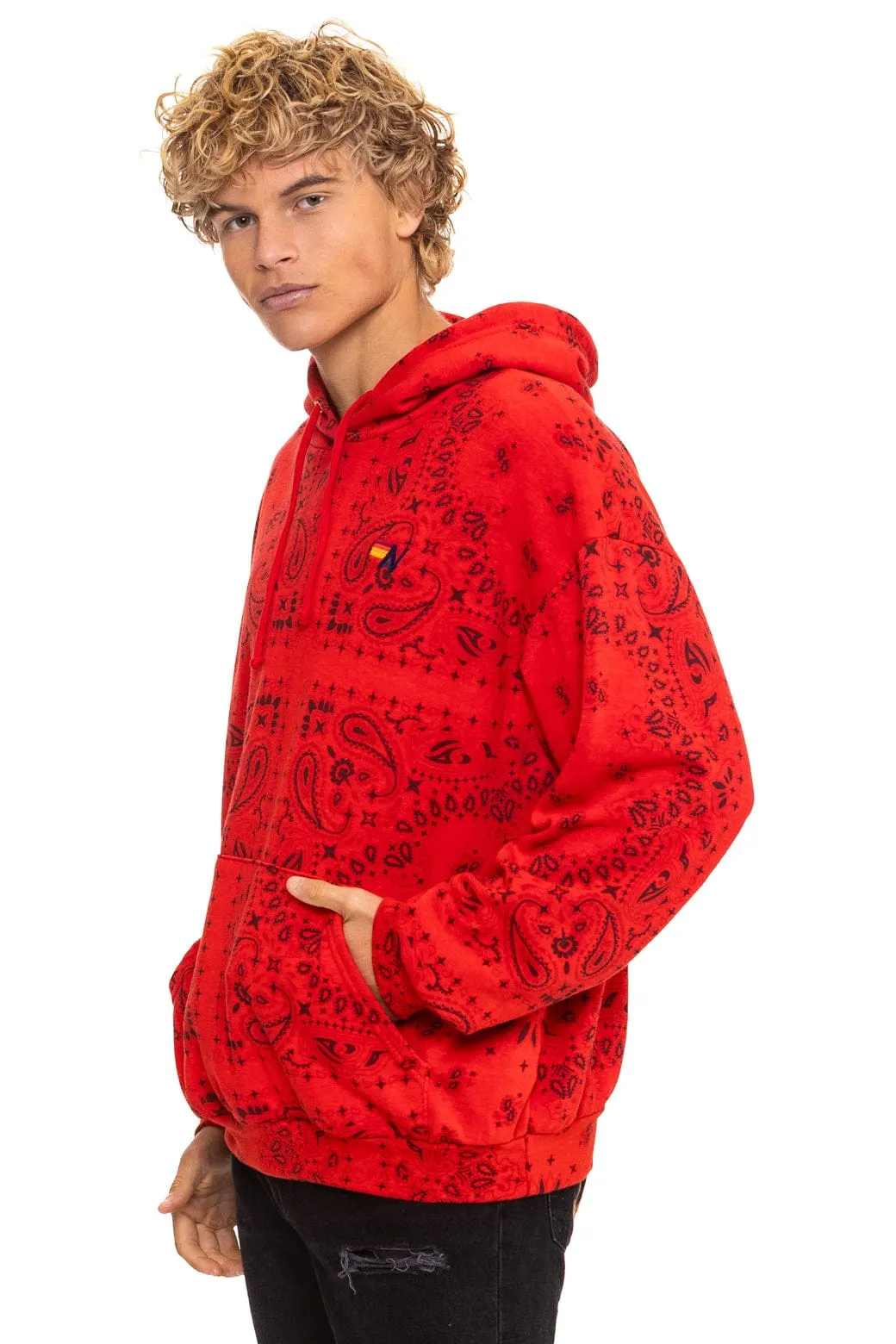BANDANA RELAXED PULLOVER HOODIE - RED sold by Aviator Nation product image thumbnail 4