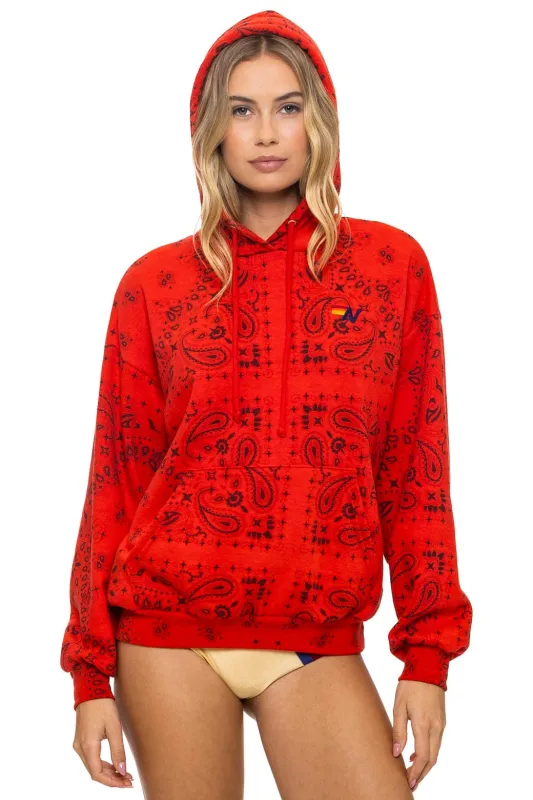 BANDANA RELAXED PULLOVER HOODIE - RED made by Aviator Nation
