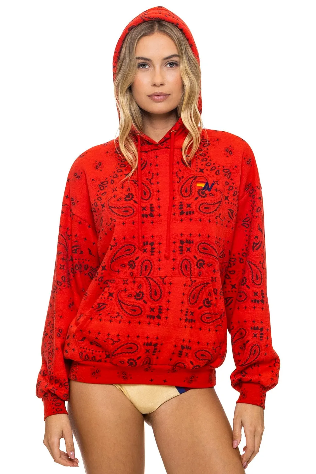 BANDANA RELAXED PULLOVER HOODIE - RED sold by Aviator Nation