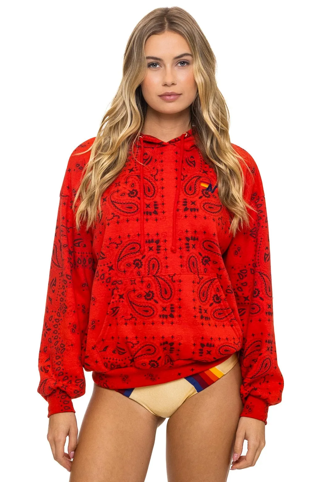 BANDANA RELAXED PULLOVER HOODIE - RED sold by Aviator Nation product image thumbnail 5