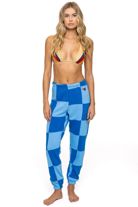 CHECK QUILTED SWEATPANTS - SKY // ADVENTURE BLUE sold by Aviator Nation