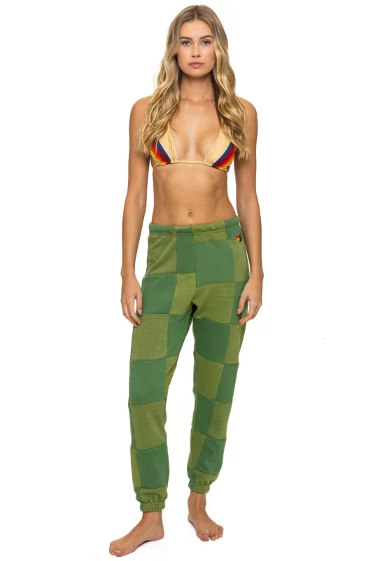 CHECK QUILTED SWEATPANTS - JUNGLE GREEN // PALM sold by Aviator Nation