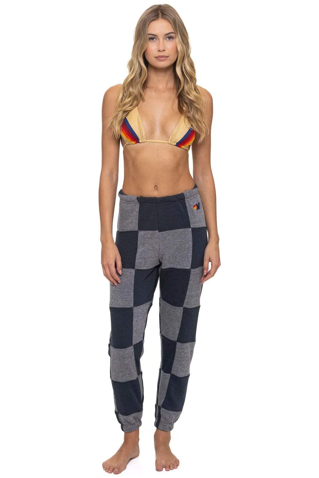 CHECK QUILTED SWEATPANTS - HEATHER // CHARCOAL sold by Aviator Nation