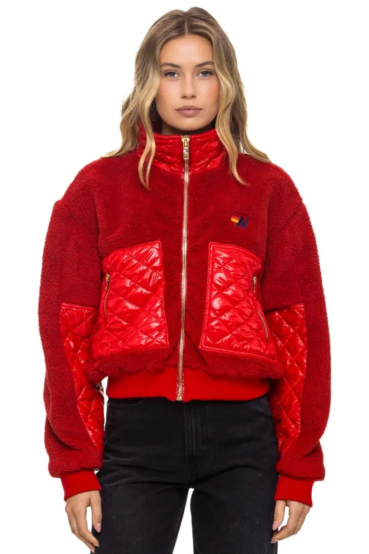 TEDDY FULL ZIP JACKET - CHERRY sold by Aviator Nation