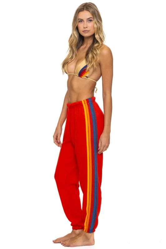 5 STRIPE SWEATPANTS - RED sold by Aviator Nation