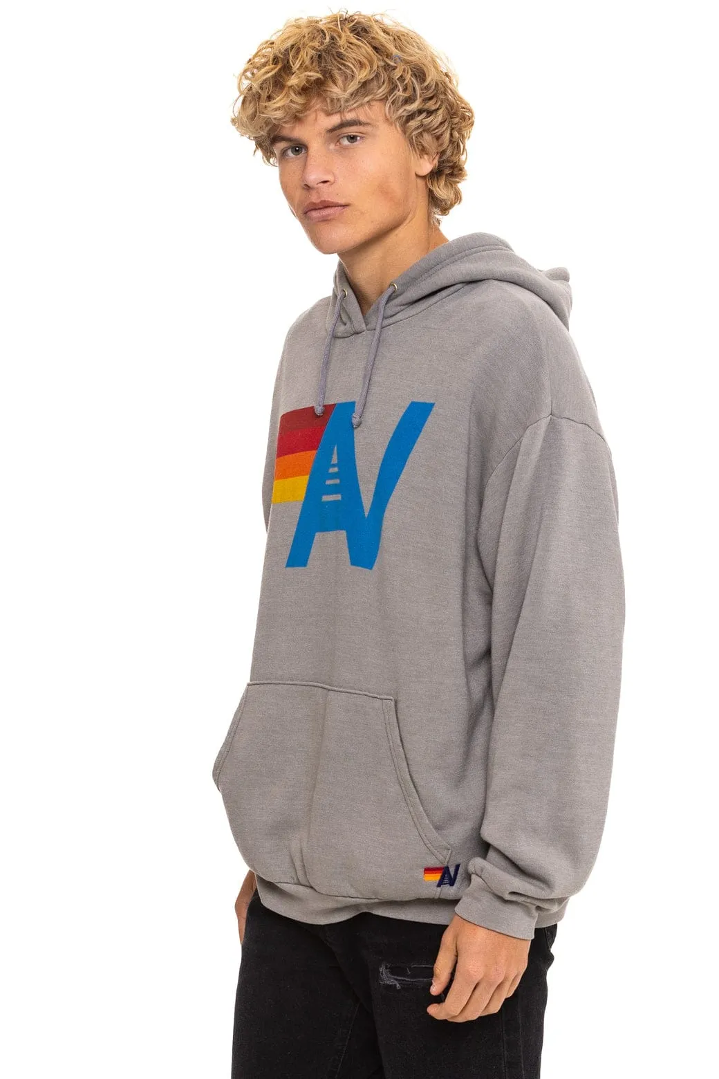 LOGO PULLOVER RELAXED HOODIE - SLATE sold by Aviator Nation product image thumbnail 4