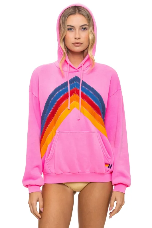 MOUNTAIN STITCH CHEVRON PULLOVER HOODIE RELAXED - NEON PINK sold by Aviator Nation