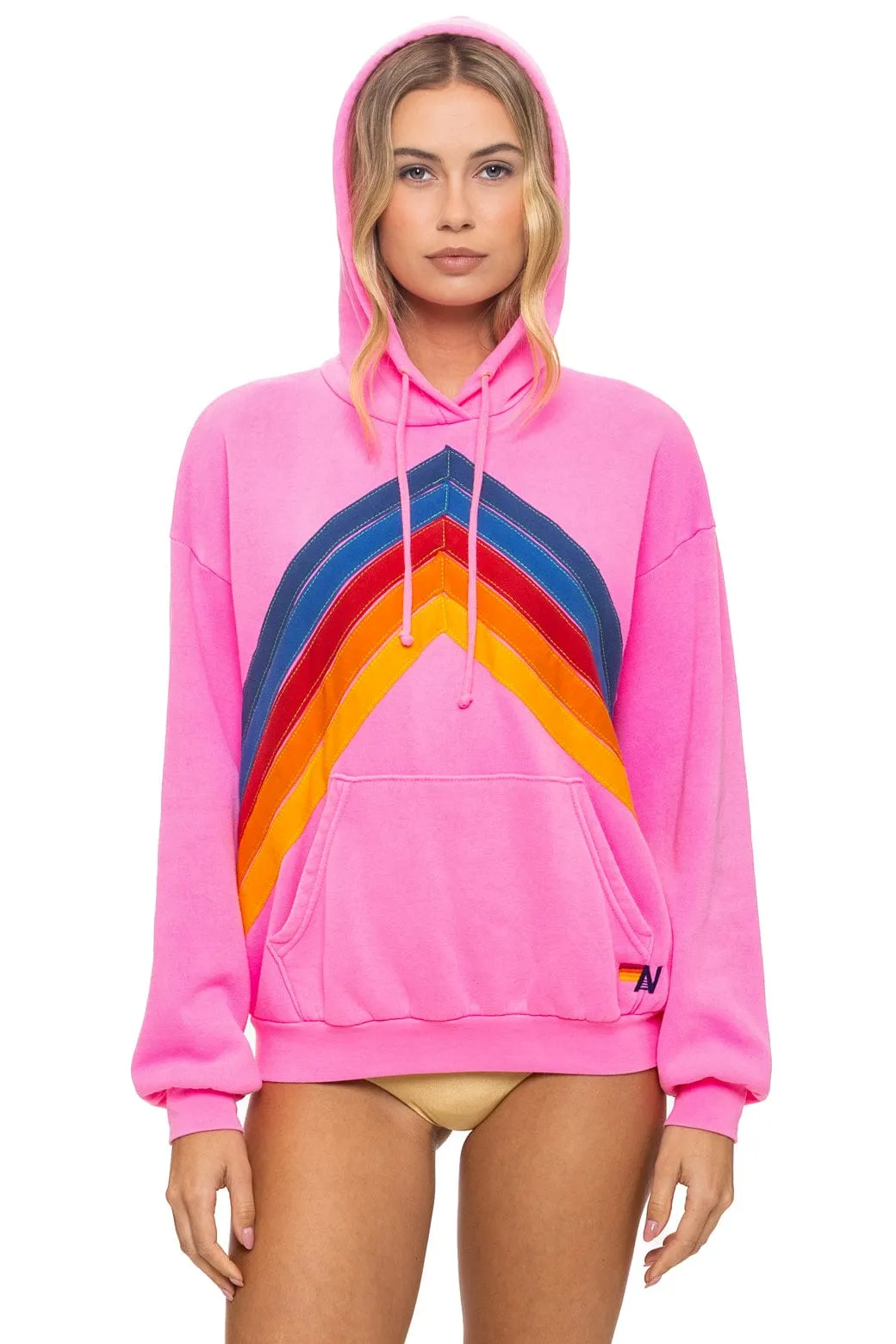 MOUNTAIN STITCH CHEVRON PULLOVER HOODIE RELAXED - NEON PINK sold by Aviator Nation