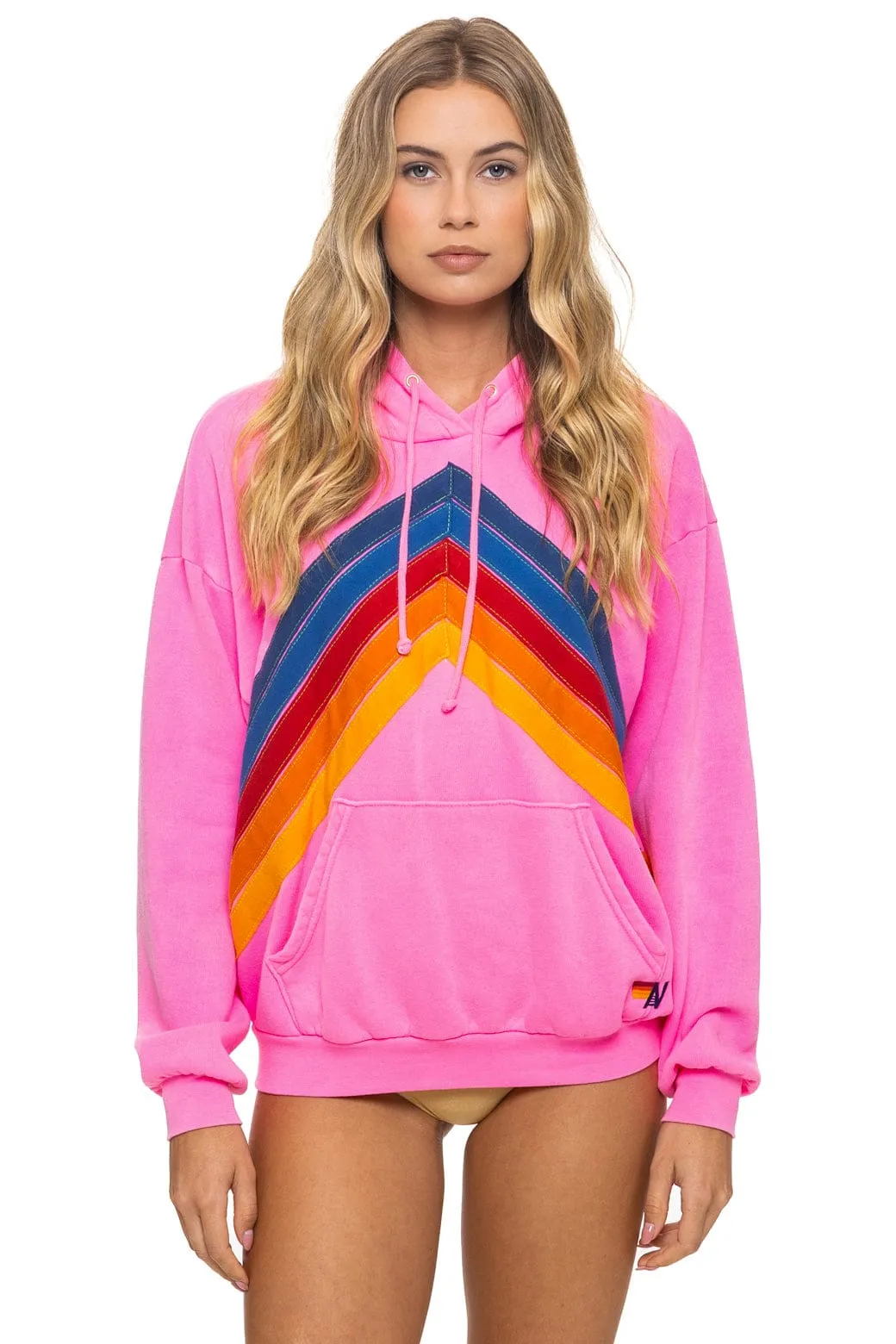 MOUNTAIN STITCH CHEVRON PULLOVER HOODIE RELAXED - NEON PINK sold by Aviator Nation product image thumbnail 3