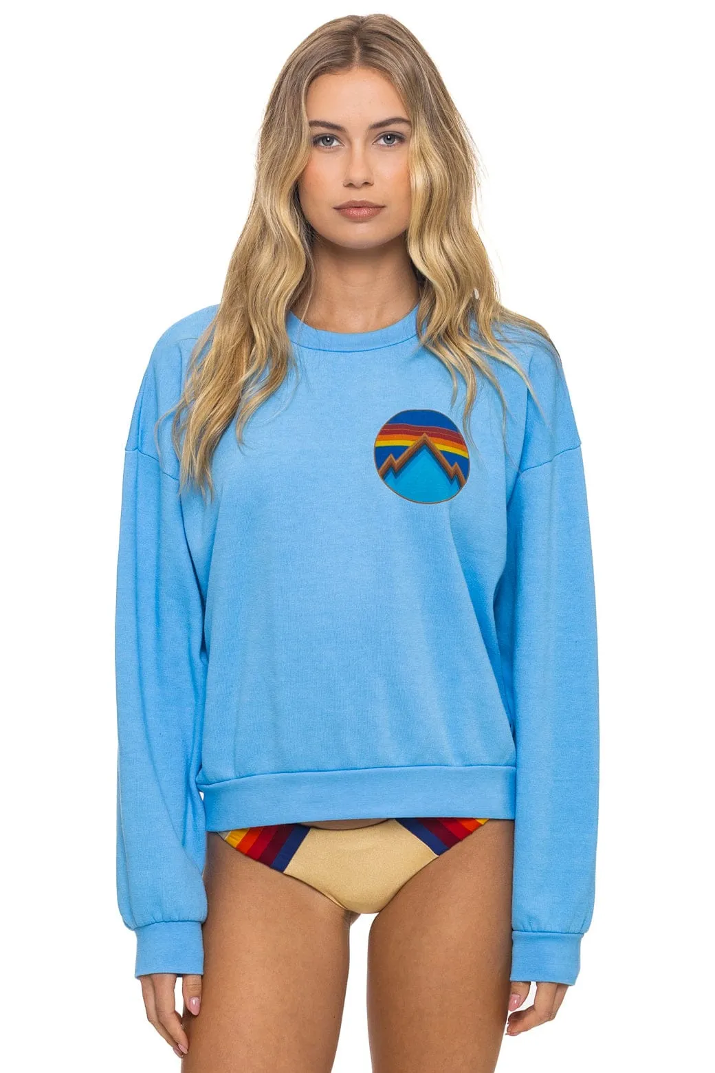 ALL SEASONS CIRCLE RELAXED CREW SWEATSHIRT - SKY sold by Aviator Nation