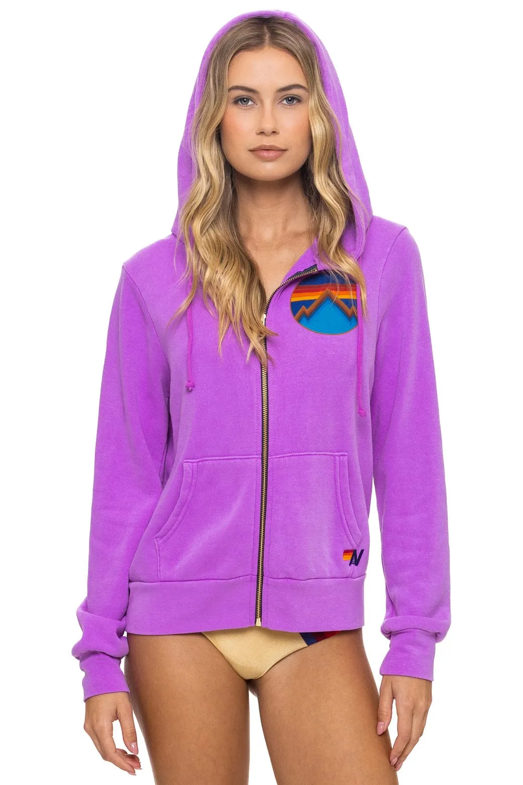 ALL SEASONS CIRCLE ZIP HOODIE - NEON PURPLE sold by Aviator Nation