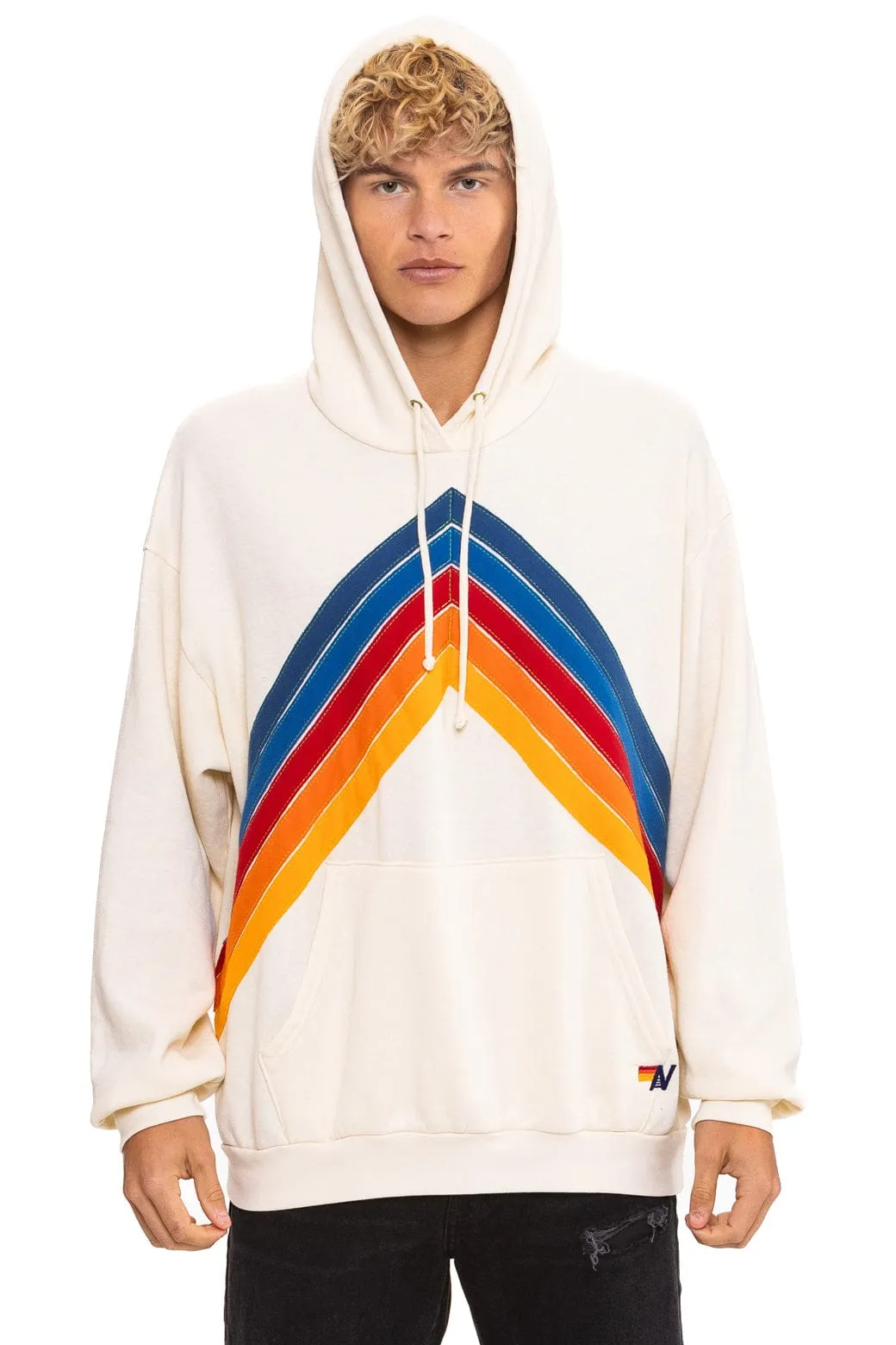 MOUNTAIN STITCH CHEVRON PULLOVER HOODIE RELAXED - VINTAGE WHITE sold by Aviator Nation product image thumbnail 2