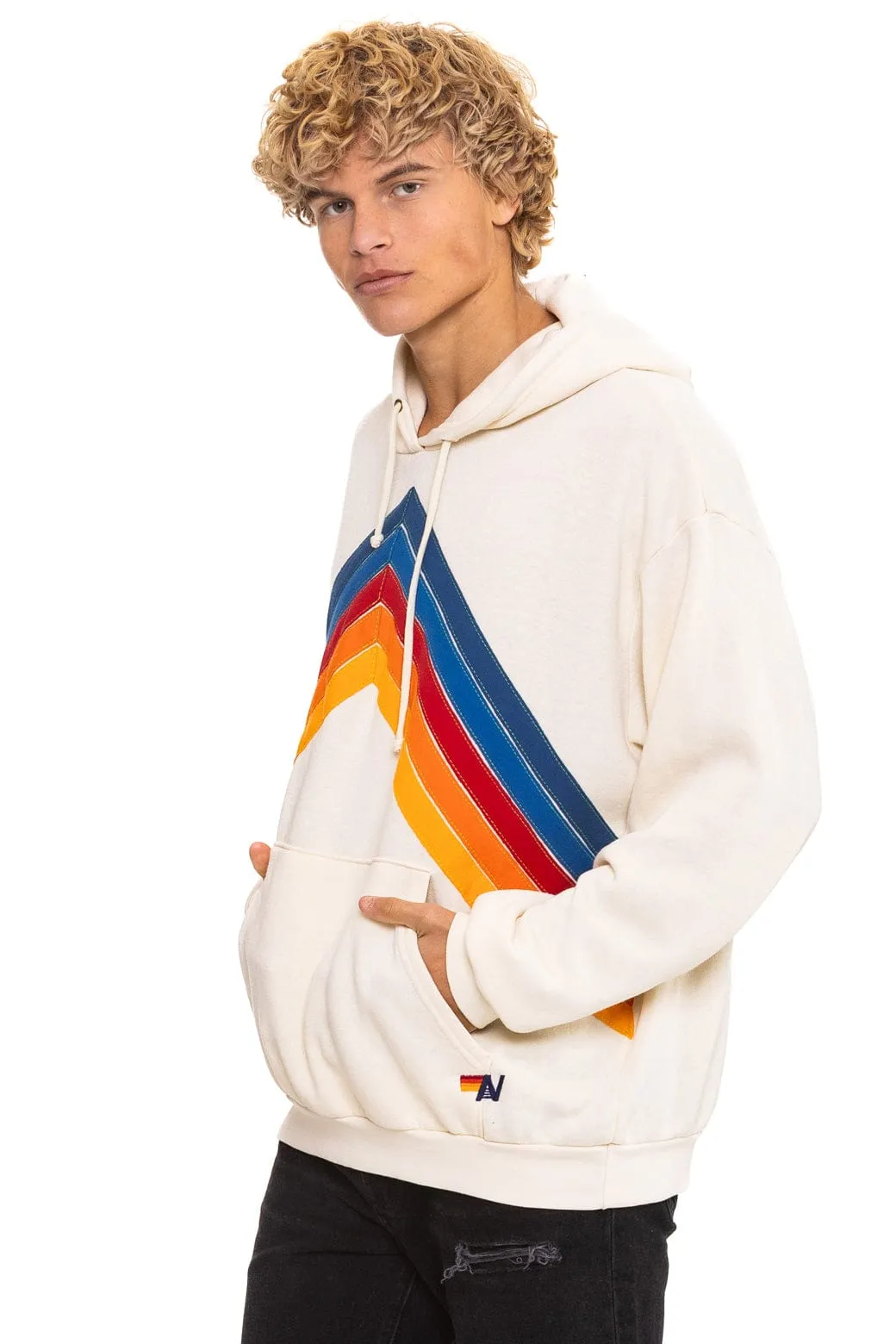 MOUNTAIN STITCH CHEVRON PULLOVER HOODIE RELAXED - VINTAGE WHITE sold by Aviator Nation product image thumbnail 4